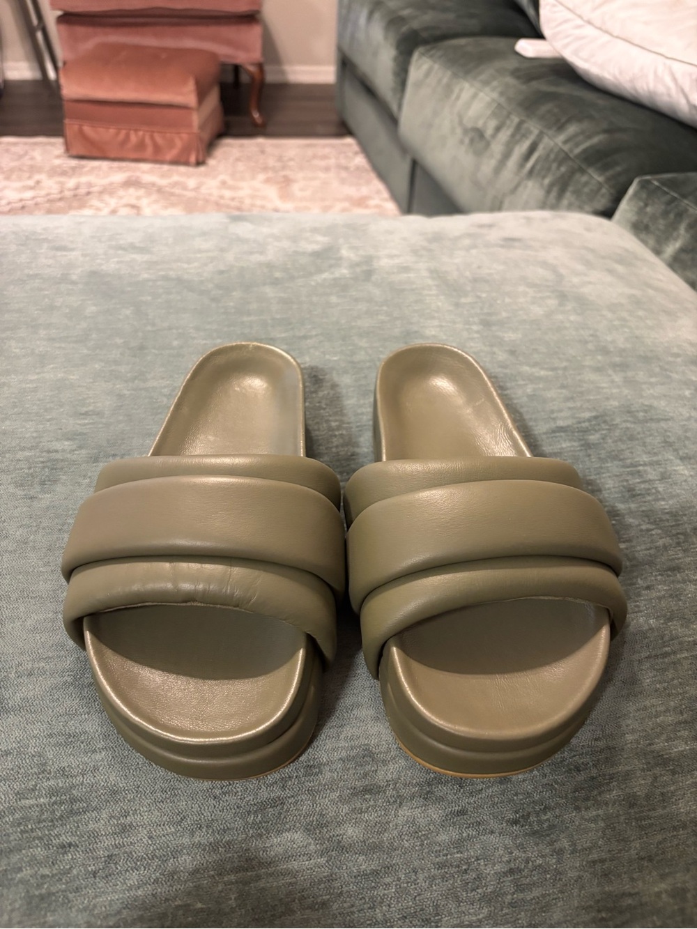 Commbi softie slides in olive green